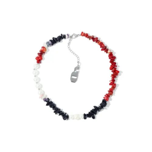Get'em ON Черный и Красный Pebbles Белая раковина Бусина Ожерелья Унисекс