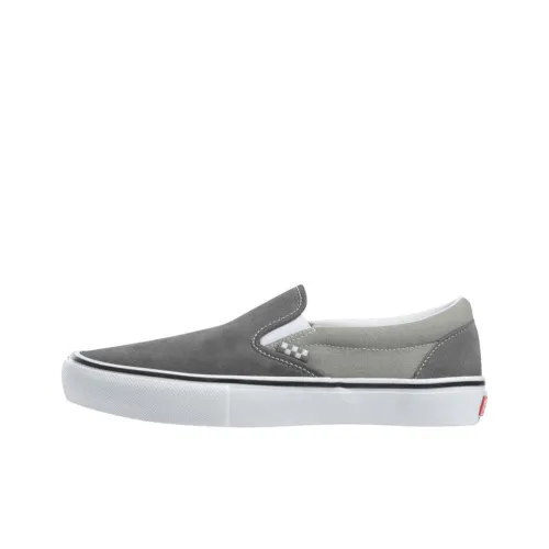 Vans Slip On Аbrasion Resistant Низкие Кроссовки для скейтбординга Мужские Серый Белый