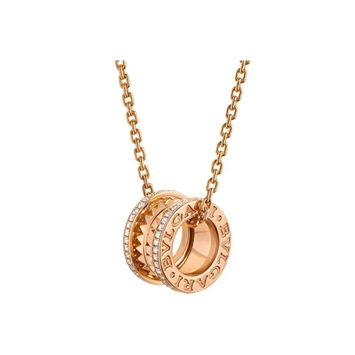 BVLGARI B.zero1 Колье Pavé Diamonds On The Edges And 18 Kt Rose Gold Chain