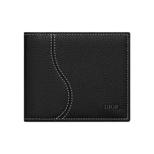 DIOR Saddle Телячья кожа Кошелек Унисекс Черный