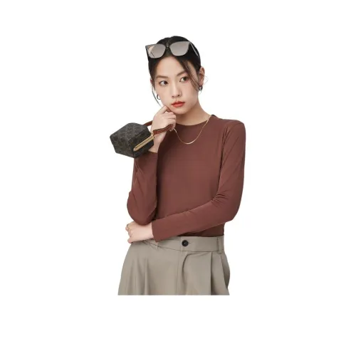 MIHUANG Стандартная T-рубашка Женская Кофейного цвета