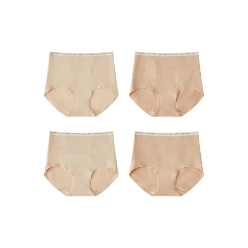 QIANLEE Светло-коричневый + Темно-коричневый + Светло-коричневый Ткань в рубчик + Темно-коричневый Ткань в рубчик Женские трусы-бикини