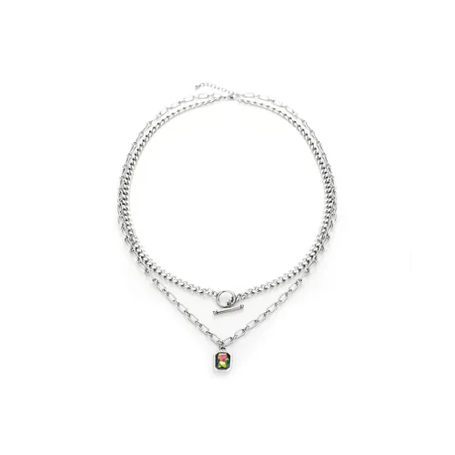 ATPLAY Титановая сталь Многоцветный Циркон Двойной слой Ожерелье Унисекс