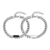 Серебряный браслет + Черный браслет