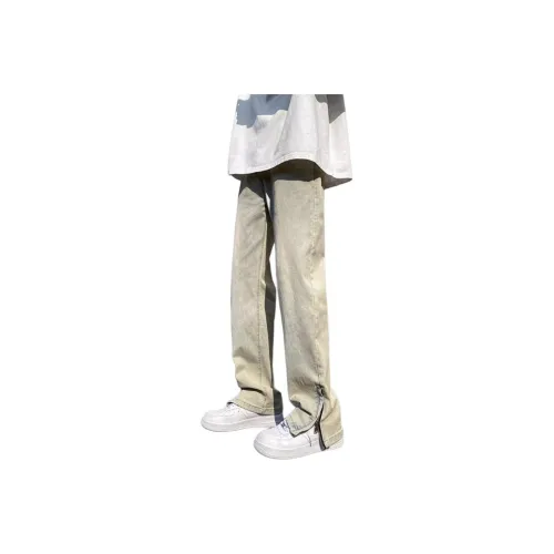 RENBEN1986 Желтый Грязь Унисекс Джинсы