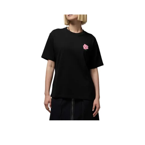 Джордан Graphic T Рубашка SS25 Рукав с оборванным плечом T Рубашка Женская Черная