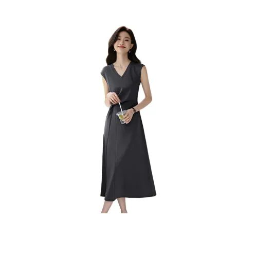 Mo Han Yi Mei SS24 Без рукавов Платье Женское Темно-серое