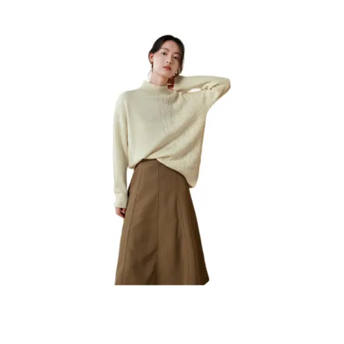 MIHUANG Кашемир Свитер Женский Натуральный Белый