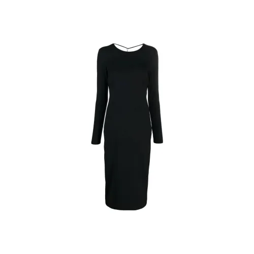Patrizia Pepe Черное Женское Длинное Платье с Рукавами
