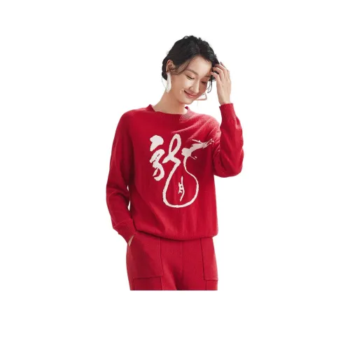 MIHUANG Кашемир Свитер Женский Красный