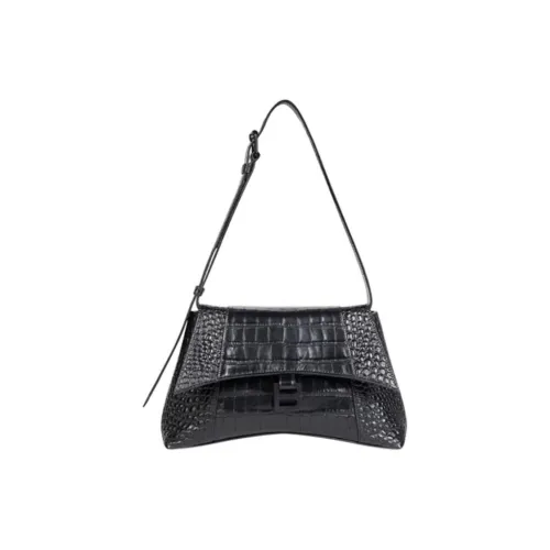 Balenciaga Downtown Крокодил Тисненый Телячья кожа Сумка Сумка через плечо Сумка через плечо Маленькая Унисекс Черная