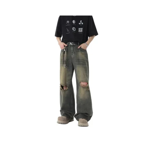 BQODQO Черные Унисекс Джинсы