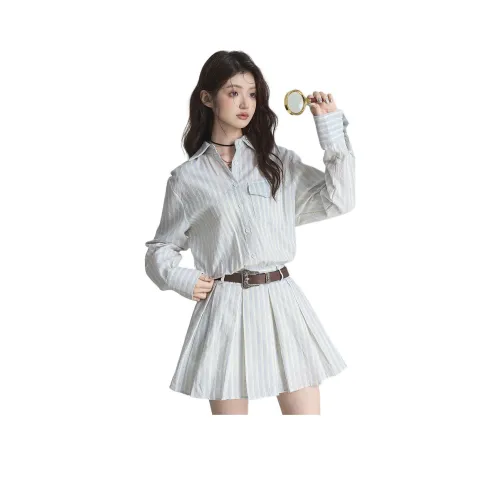 YINLEI Платье-рубашка + Ремень Женские Комплекты с юбкой