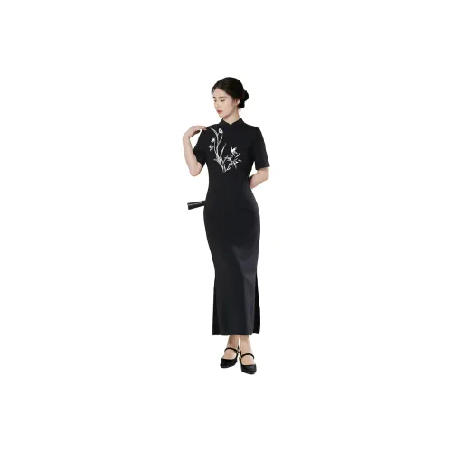 XINGHEHANGE Black Женские Короткие Платья с Рукавами