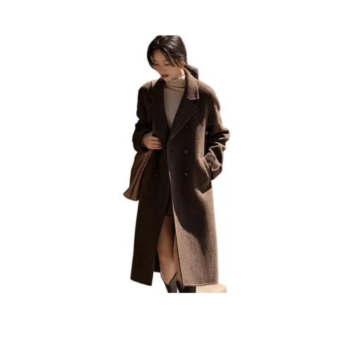 Mo Han Yi Mei Пальто Женское Темно-Кофейное