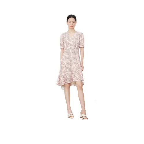 JZ Juzui Короткий рукав Платье Женское Пастельно-розовый Красный