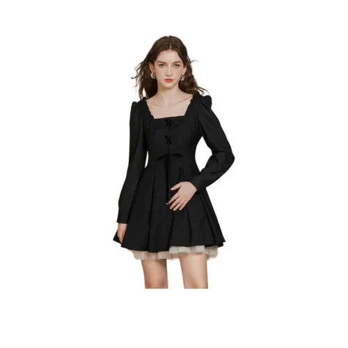 JORYAweekend Длинное платье с длинными рукавами женское черное