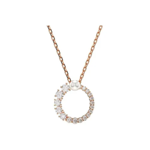 Swarovski Matri Синтетический кубический цирконий Искусственный кристалл Искусственная жемчужина Ожерелья Женские Розово-золотой