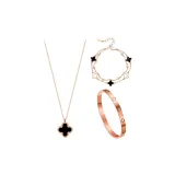 Кулон в виде четырехлистного клевера + браслет + браслет (трехкомпонентный комплект)