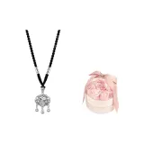 Белый, золотой (Ожерелье Peace Замок + Подарочная коробка)