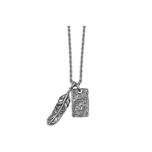 CMLZIUA Титановая сталь EAGLE Перо Tangcao Узор Relief Necklace Унисекс