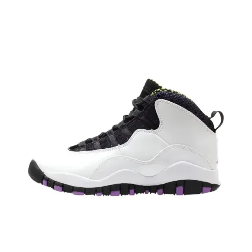 Jordan Air Джордан 10 Устойчивые к истиранию Высокие Баскетбольные кроссовки для детей Белые Подростки