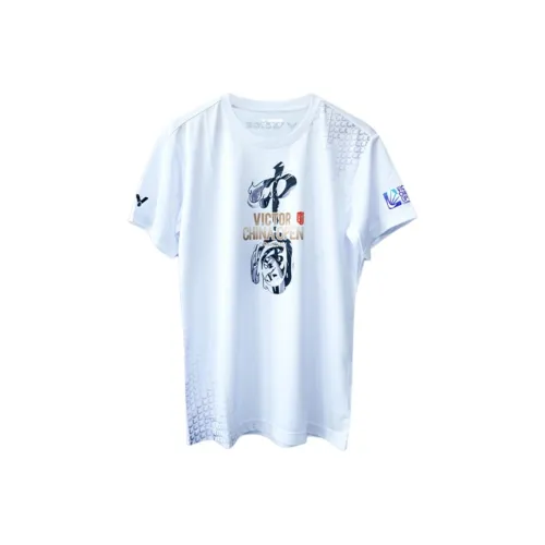 Victor T CO2521 AC Белый черный Унисекс Бадминтонные Джерси