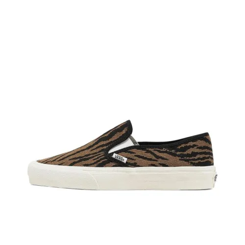 Vans Slip On Аbrasion Resistant Низкие Кроссовки для скейтбординга Мужские Коричневые Черные