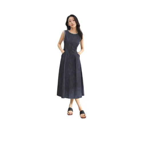 XIRAN Джинсовый синий Женские Платья без рукавов