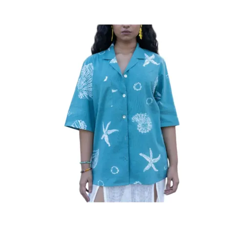 PRONOUNCE Тропические Сине-зеленые Женские Рубашки