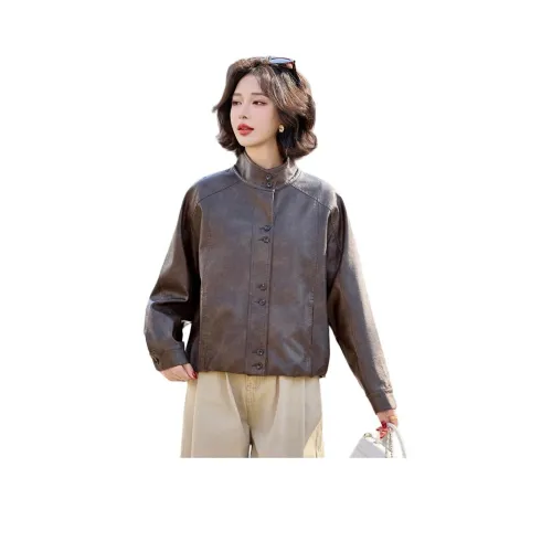 Yi Mengyuan Кожа Куртка Женская