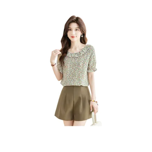 Cypress House Рубашка Женская Бежевая с Розовыми Цветами