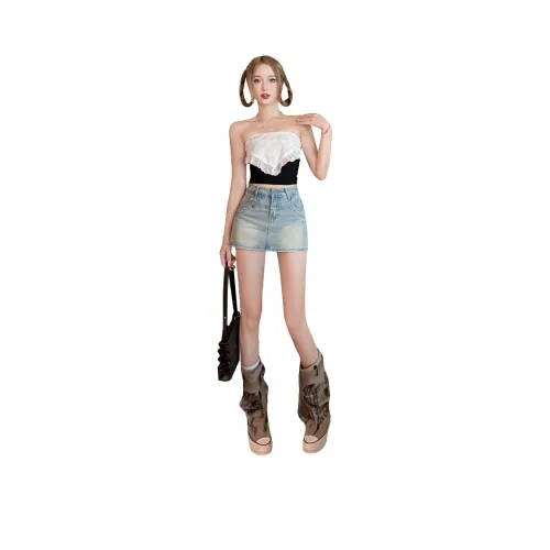 ZAZN Джинсовые шорты Женские Светло-синие