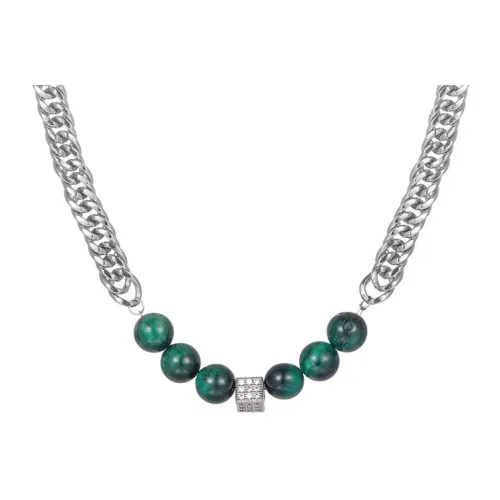 Kelanxi Титановые стальные ожерелья унисекс серебряный зеленый