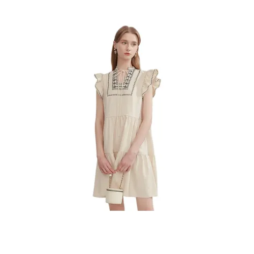 Caroline Без рукавов Платье Женское Бежевое