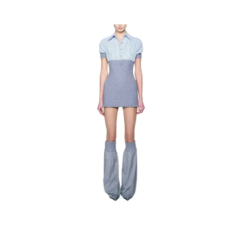 LSOUL Blue Женские Короткие Платья с Рукавами