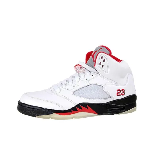 Jordan Air Джордан 5 Устойчивые к истиранию Высокие Баскетбольные кроссовки для детей Белые Подростки