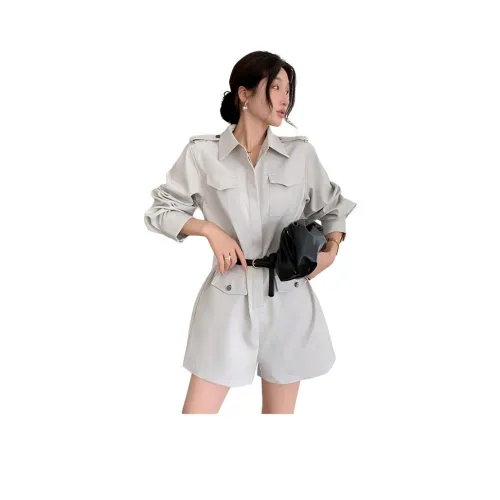 NANING9 Комбинезон Женский Серый Зеленый