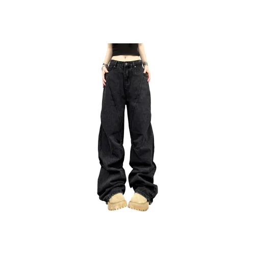 GANGZAI Черные Унисекс Джинсы