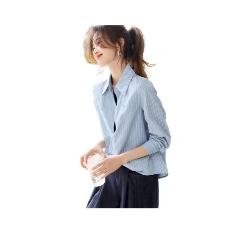 MOHANYIMEI Синие Белые Полосатые Рубашки для Женщин