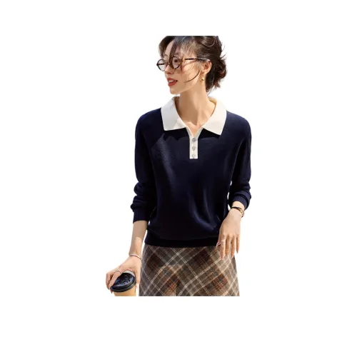 Mo Han Yi Mei Свитер Женский Темно-синий