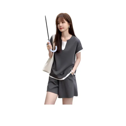 Mo Han Yi Mei Повседневный костюм женский серый и белый