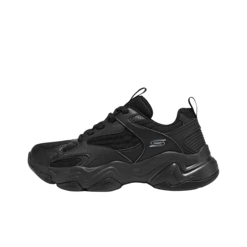 Skechers DLITES Легкие Дышащие Увеличивающие Высоту Низкие Кеды Женские Черные