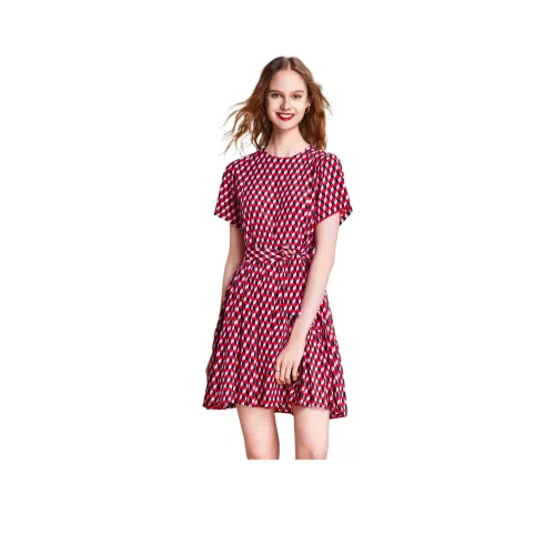 HAVVA Короткий рукав Платье Женское Красное