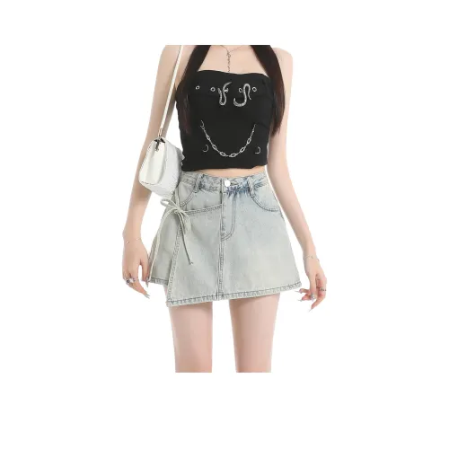 Розовые джинсовые короткие юбки для женщин