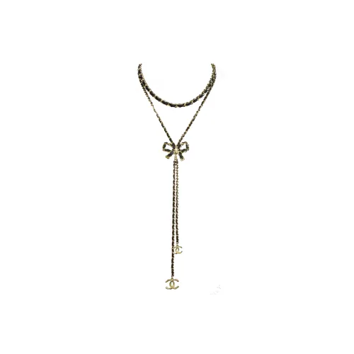 CHANEL Металлические ожерелья Черный/золотой Женские