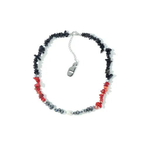 Get'em ON Красный Черный Треснутый Камень Титановая Сталь Серебряный Самородок Ожерелья Унисекс