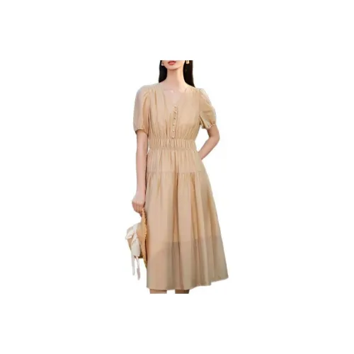DESIGNICE Женские Платья с Коротким Рукавом