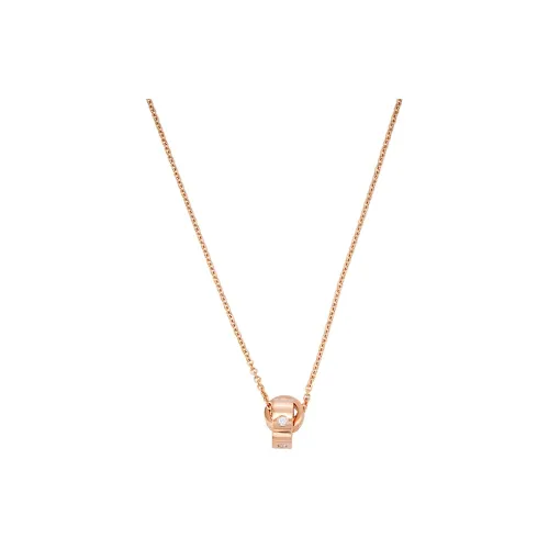 BVLGARI Колье Цепочка Из Розового Золота 18 Карат, Подвеска Из Розового Золота 18 Карат С Пятью Бриллиантами