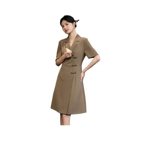 XWI Короткий рукав Платье Женское Хаки